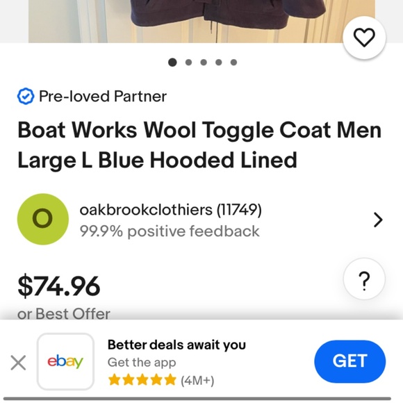 Vintage Navy Blue Boat Works lined Wool toggle coat - Picture 7 of 8